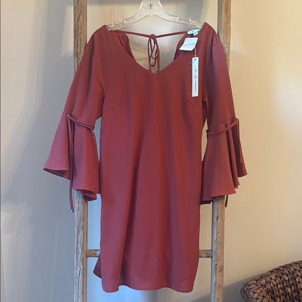 Rust Bell Sleeve Dress